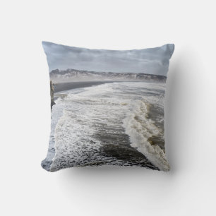 Beach Landscape In Winter Throw Pillow