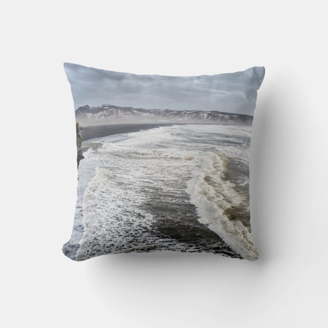 Beach Landscape In Winter Throw Pillow (Front)