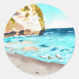 Beach Landscape on a sunny day Classic Round Sticker