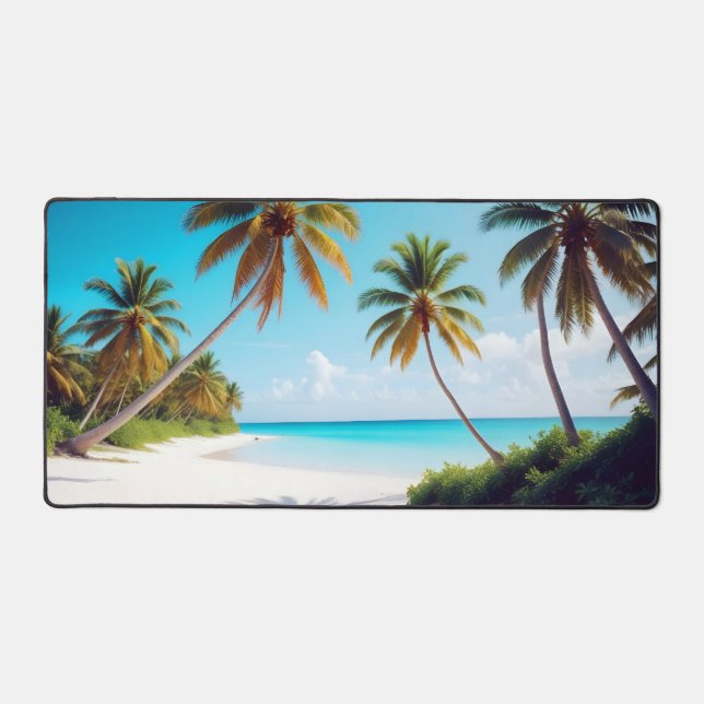 Beach Landscape Tropical Island Relaxing Tranquil  Desk Mat (Front)
