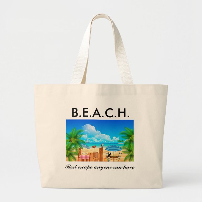 Beach Large Tote Bag (Front)