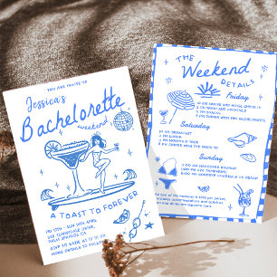 Beach Last Toast Funky Bachelorette Weekend Invitation