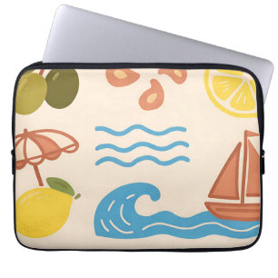 Beach Lemon Summer Doodles Playful Vibes Laptop Sleeve