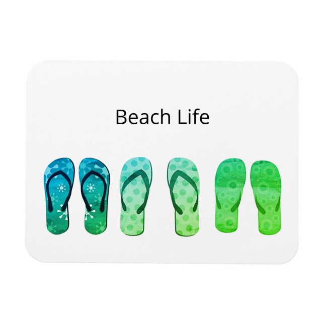 Beach Life and Flip Flops customizable  Magnet (Horizontal)