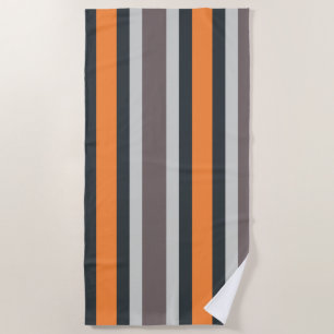 Beach Life Black Grey Orange Striped Pattern Towel
