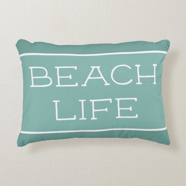 Beach Life Blue Green Sea Salt Accent Pillow (Front)