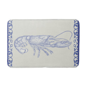 Beach Life Blue Lobster on Cream Bath Mat