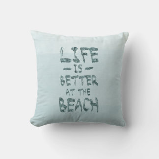 Beach Life Blue Watercolor Throw Pillow