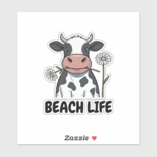 Beach Life Cow Vintage Engraving T-Shirt Design_1