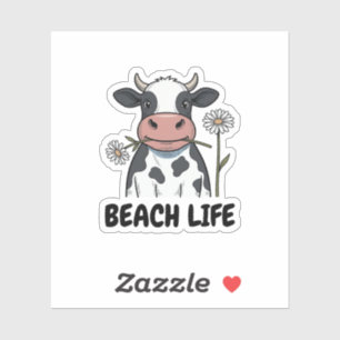 Beach Life Cow Vintage Engraving T-Shirt Design_1