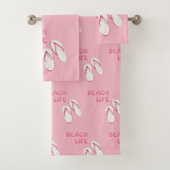 Beach Life Flip Flops Bath Towel Set (Insitu)