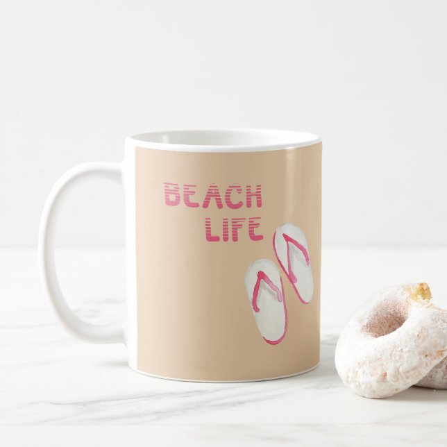 Beach Life Flip Flops Coffee Mug (With Donut)
