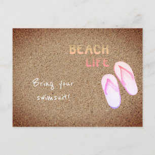 Beach Life Flip Flops in the Sand Customizable  Postcard