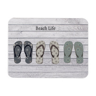 Beach Life, flip flops on boardwalk Magnet