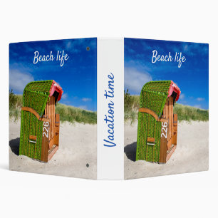 Beach life Green Beach chair photo with text Binder