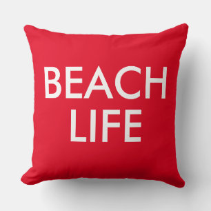 Beach Life Lifeguard Gift red Throw Pillow