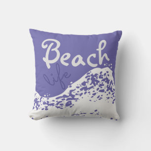 beach life medium slate blue wave splashes throw pillow
