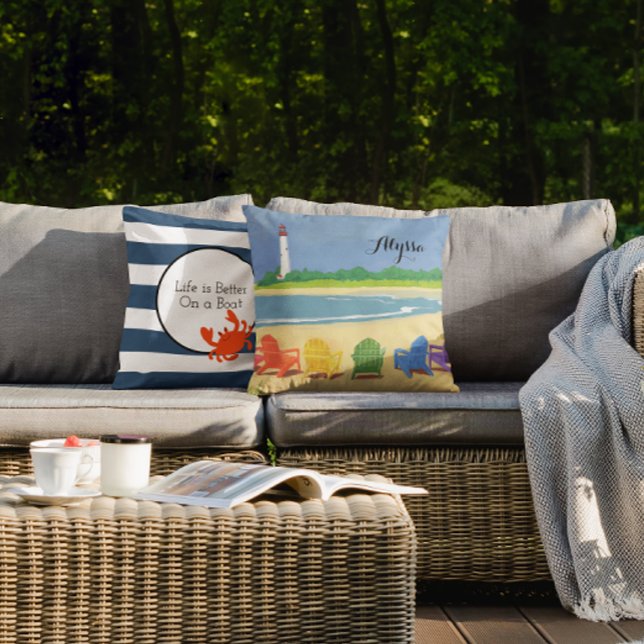 Beach Life Personalized Throw Pillow (Creator Uploaded)
