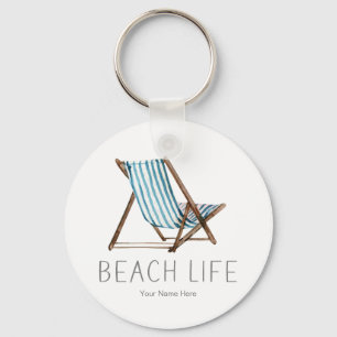 Beach Life Quote Nautical Beach Summer Chair Keychain