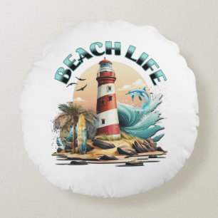 Beach Life Round Pillow