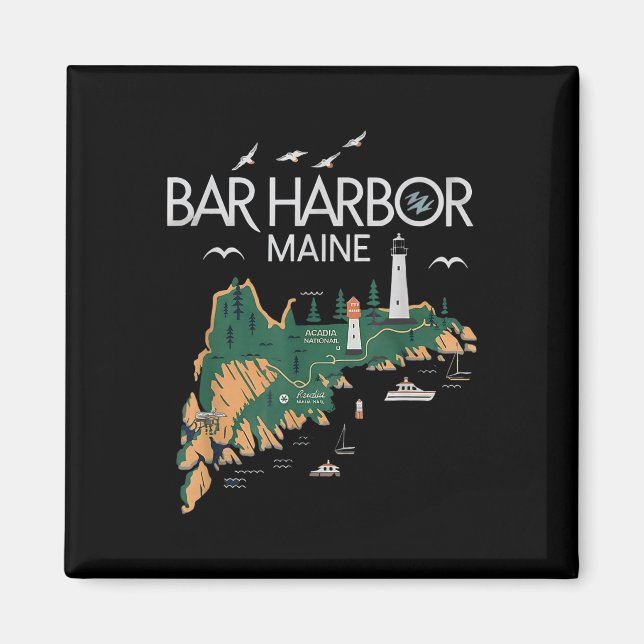 Beach Lighthouse Bar Harbour Maine  Magnet (Front)