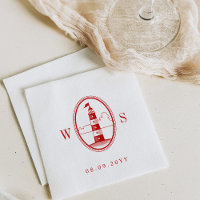 Beach Lighthouse | Crimson Red Monogram