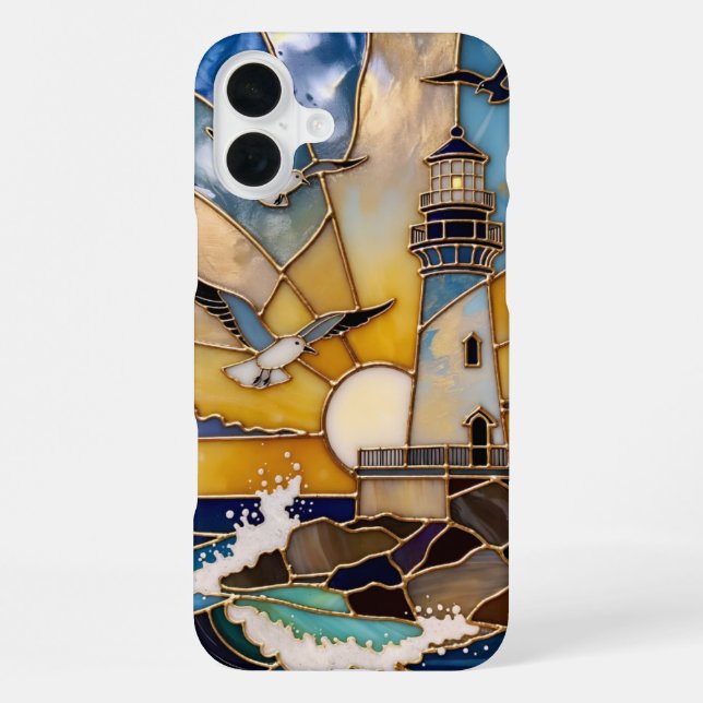 Beach Lighthouse iPhone Case Sunset Waves Birds (Back)