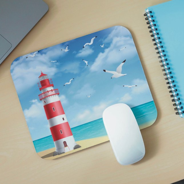 Beach Lighthouse Seagull Mousepad (Creator Uploaded)