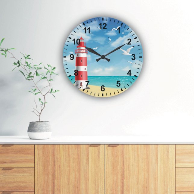 Beach Lighthouse Seagull Wall Clock (Creator Uploaded)