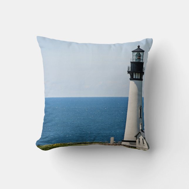 Beach Lighthouse Throw Pillow (Front)