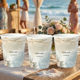 Beach Lighting Elegant Minimal Modern wedding Paper Cups