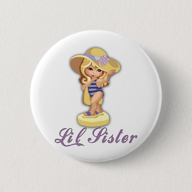 Beach Little Sister 2 Inch Round Button (Front)
