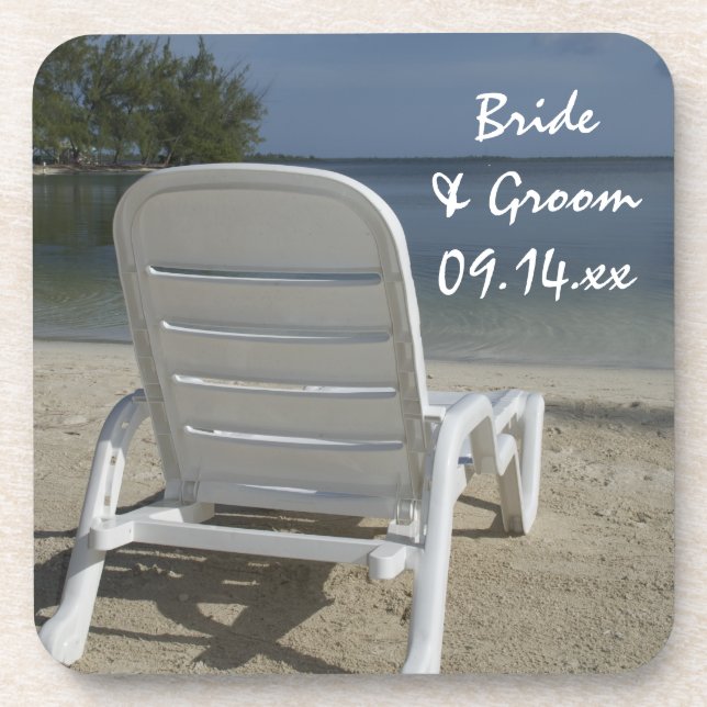 Beach Lounge Chair Wedding Coaster (Front)