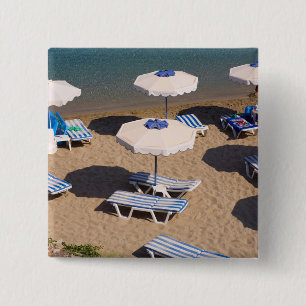 Beach Lounge Rhodes, Dodecanese Islands, Greece 2 Inch Square Button