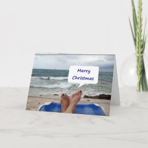 BEACH LOUNGER SAYS "MERRY CHRISTMAS" HOLIDAY CARD
