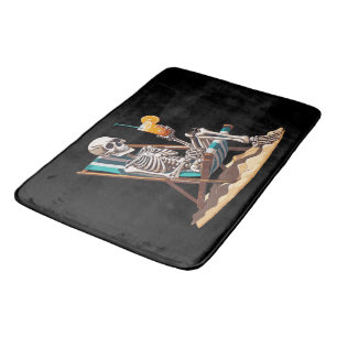 Beach Lounging Skeleton Halloween Bath Mat