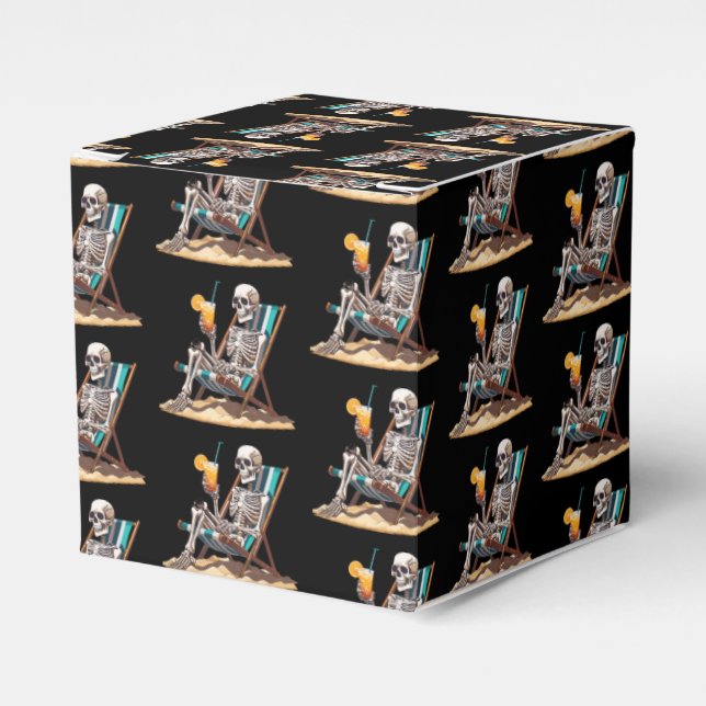 Beach Lounging Skeleton Halloween Favor Box (Front Side)