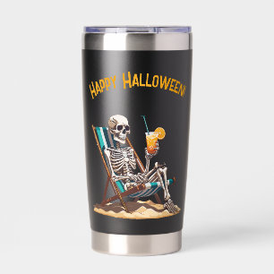 Beach Lounging Skeleton Halloween Insulated Tumbler