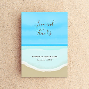 Beach Love and Thanks Wedding Thank You Card