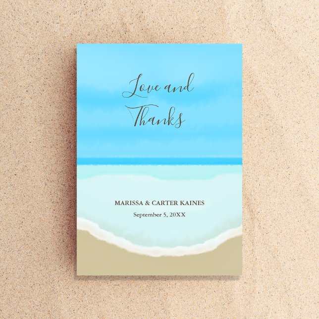 Beach Love and Thanks Wedding Thank You Card (Creator Uploaded)