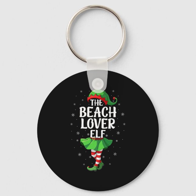 Beach Lover Elf Christmas Girls Women Elf Squad Xm Keychain (Front)