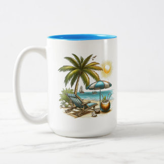 Beach lover Large Two-Tone Coffee Mug