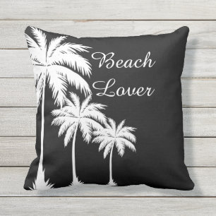 Beach Lover Palm Tree Silhouette Outdoor Pillow