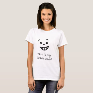 Beach Lover Smile Cute Doodle Face Typography T-Shirt