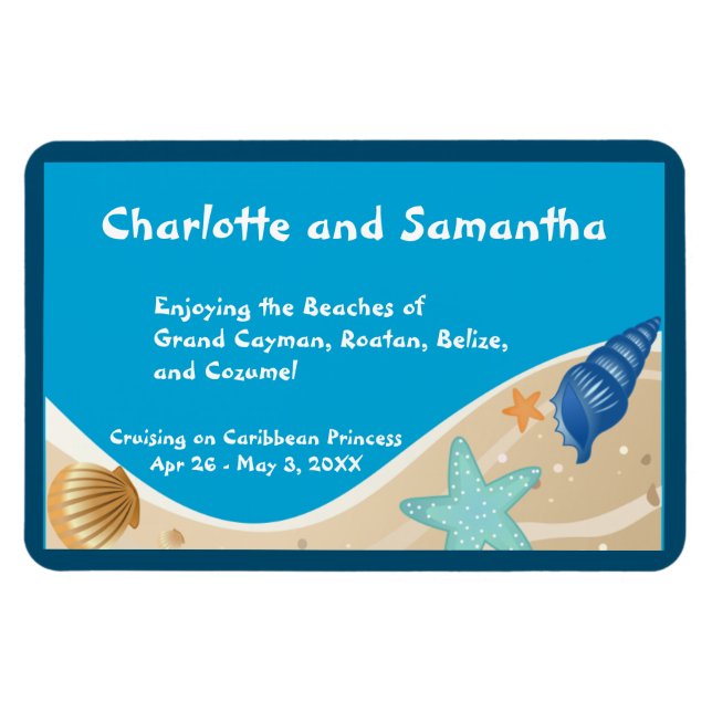 Beach Lovers Personalized Stateroom Door Marker Magnet (Horizontal)
