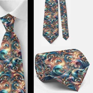 Beach Lovers Tie Holographic Ocean Waves Pattern