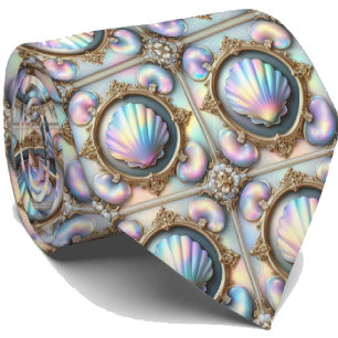 Beach Lovers Tie   Opal Seashell Pattern 
