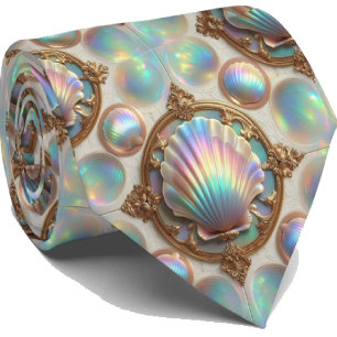 Beach Lovers Tie   Opal Seashell Pattern