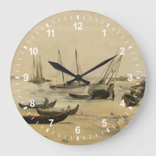 Beach, Low Tide Large Clock