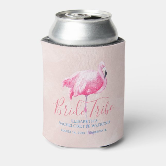 Beach luau blue pink tropical bachelorette weekend can cooler (Can Back)